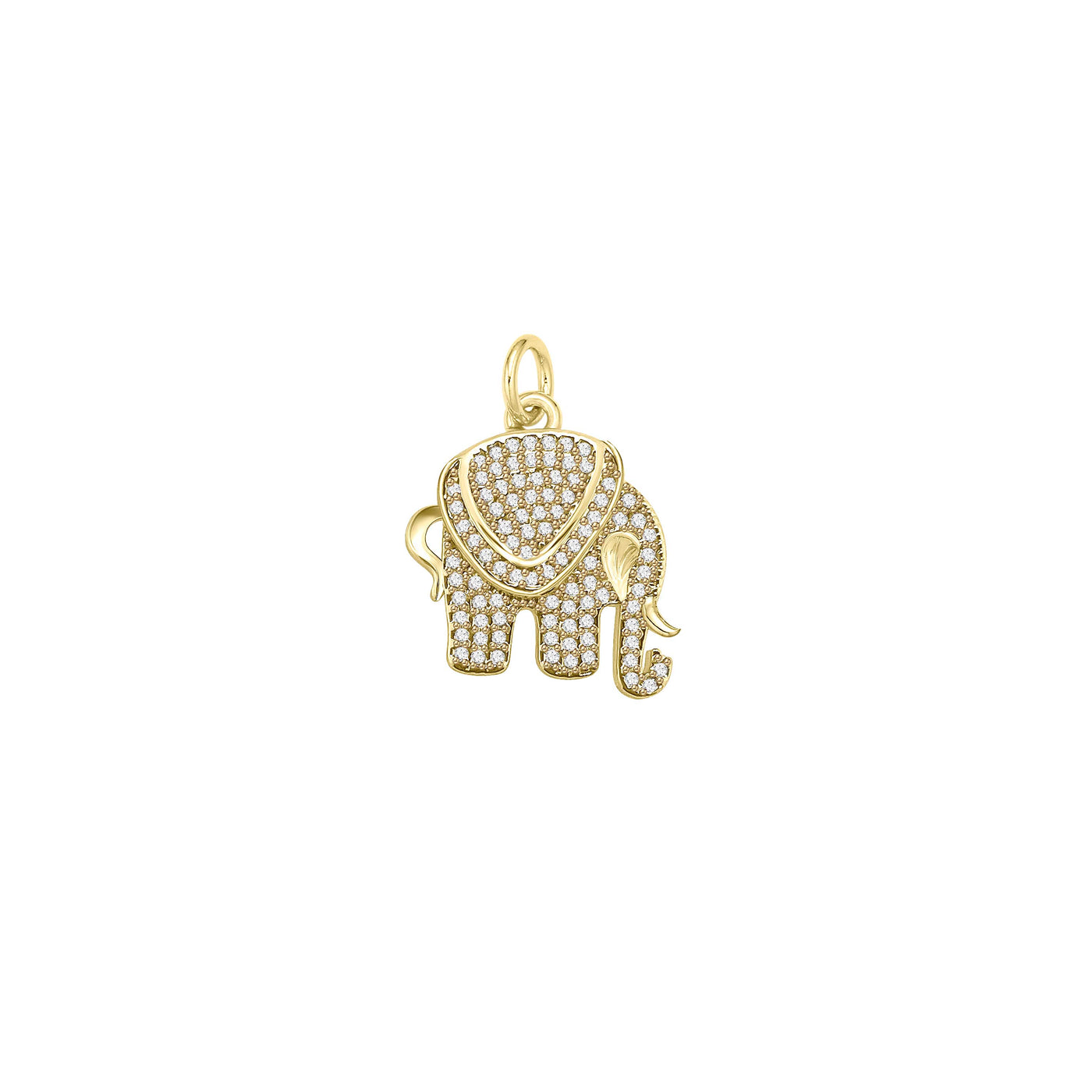 Pave CZ and Gold Elephant Charm Pendant