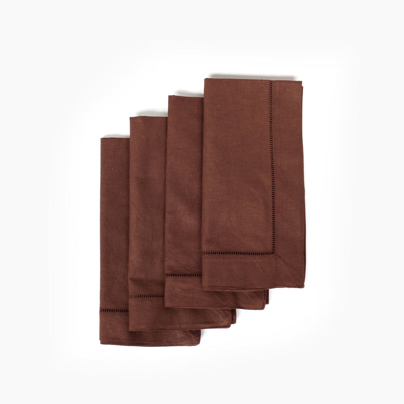 chocolate brown linen hemstitch napkins