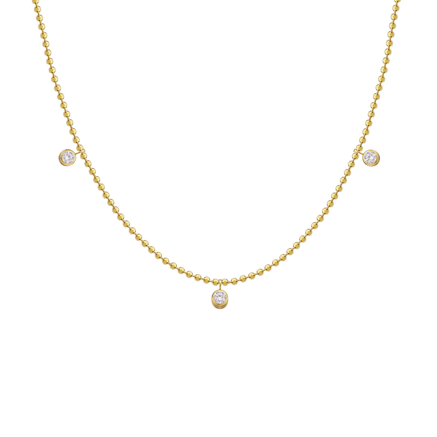 Delicate Gold Ball and CZ Diamond Necklace