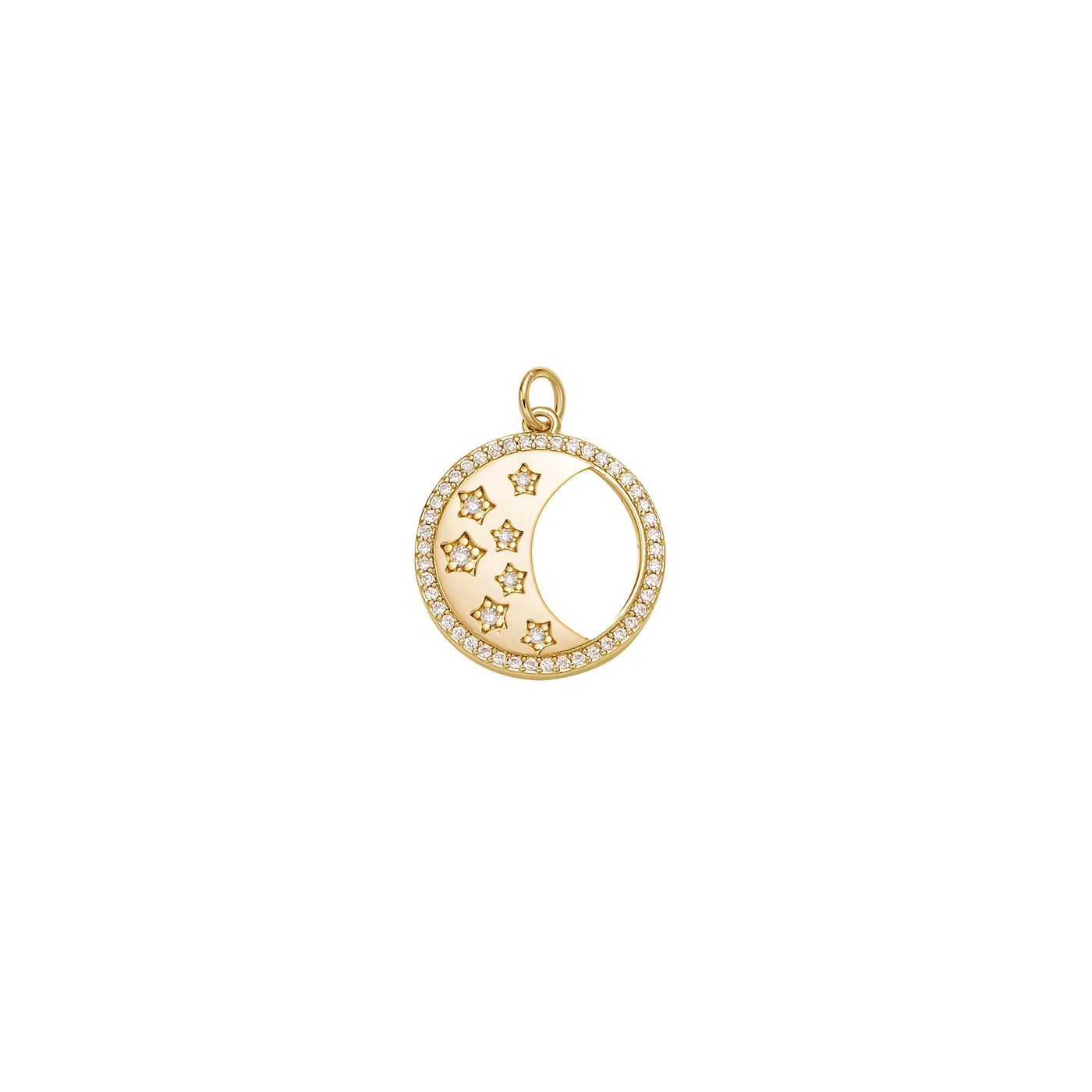 Crescent Moon Pave CZ and Gold Pendant Charm