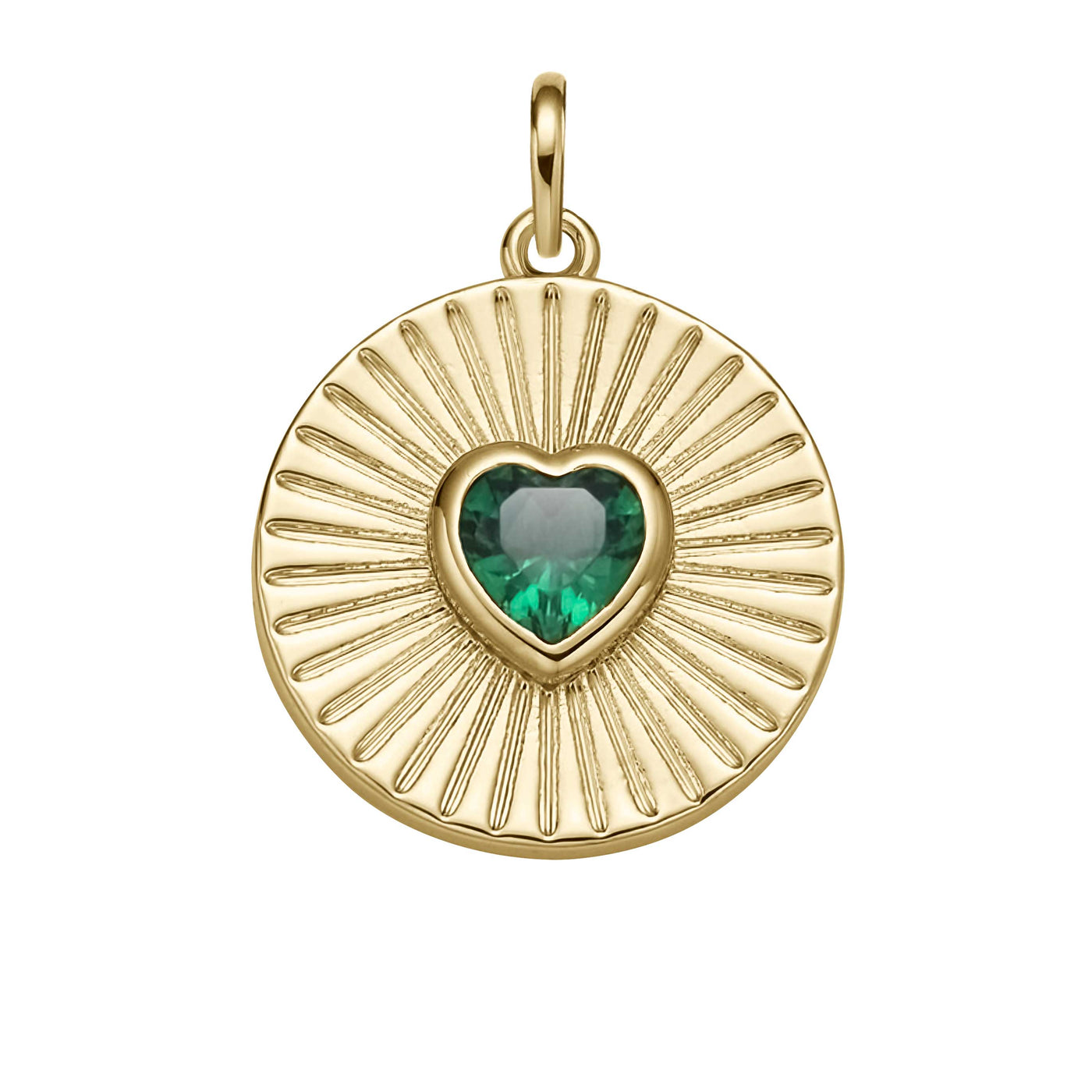 Emerald Heart  Medallion Charm Pendant