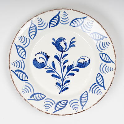 Blue Triple Flower Portuguese Talavera Plate