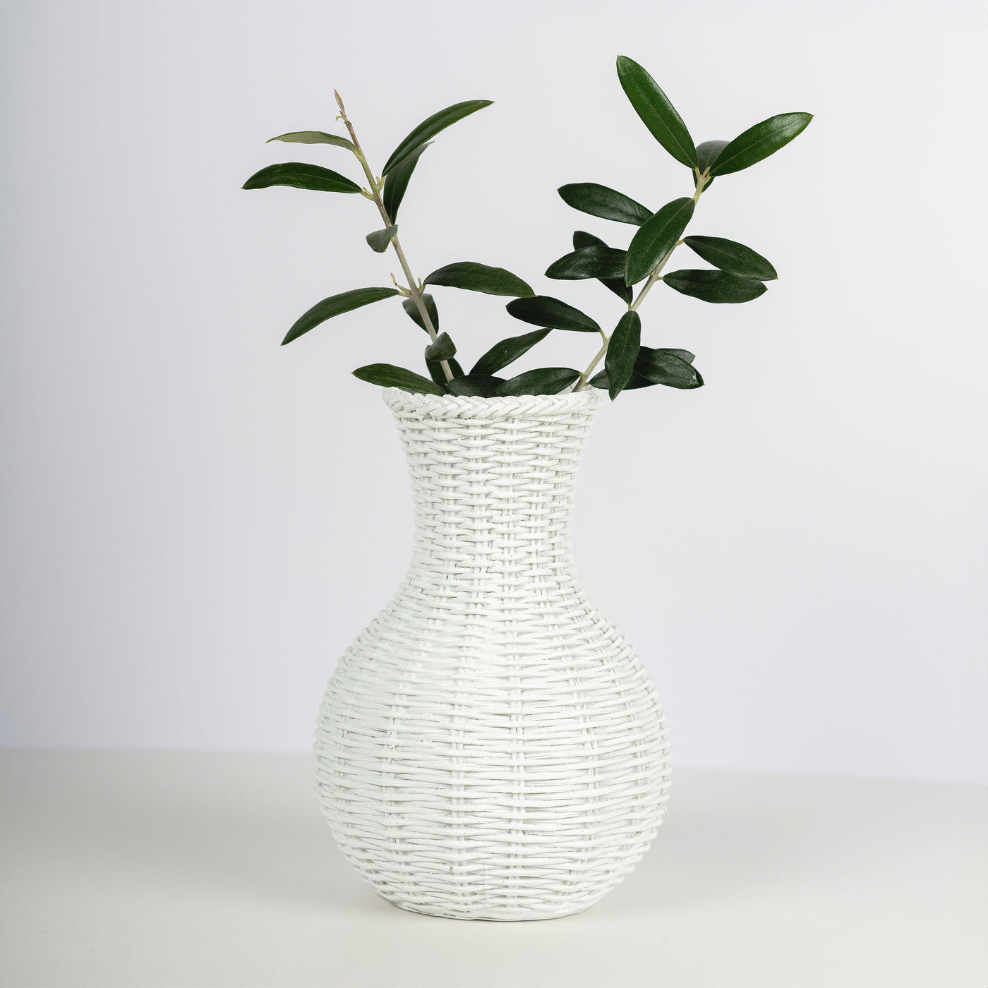Basketweave Bud Vases, White