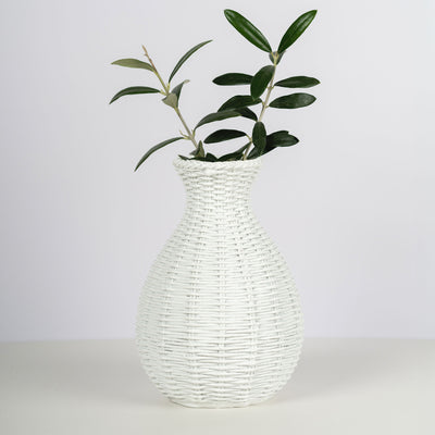 Basketweave Bud Vases, White