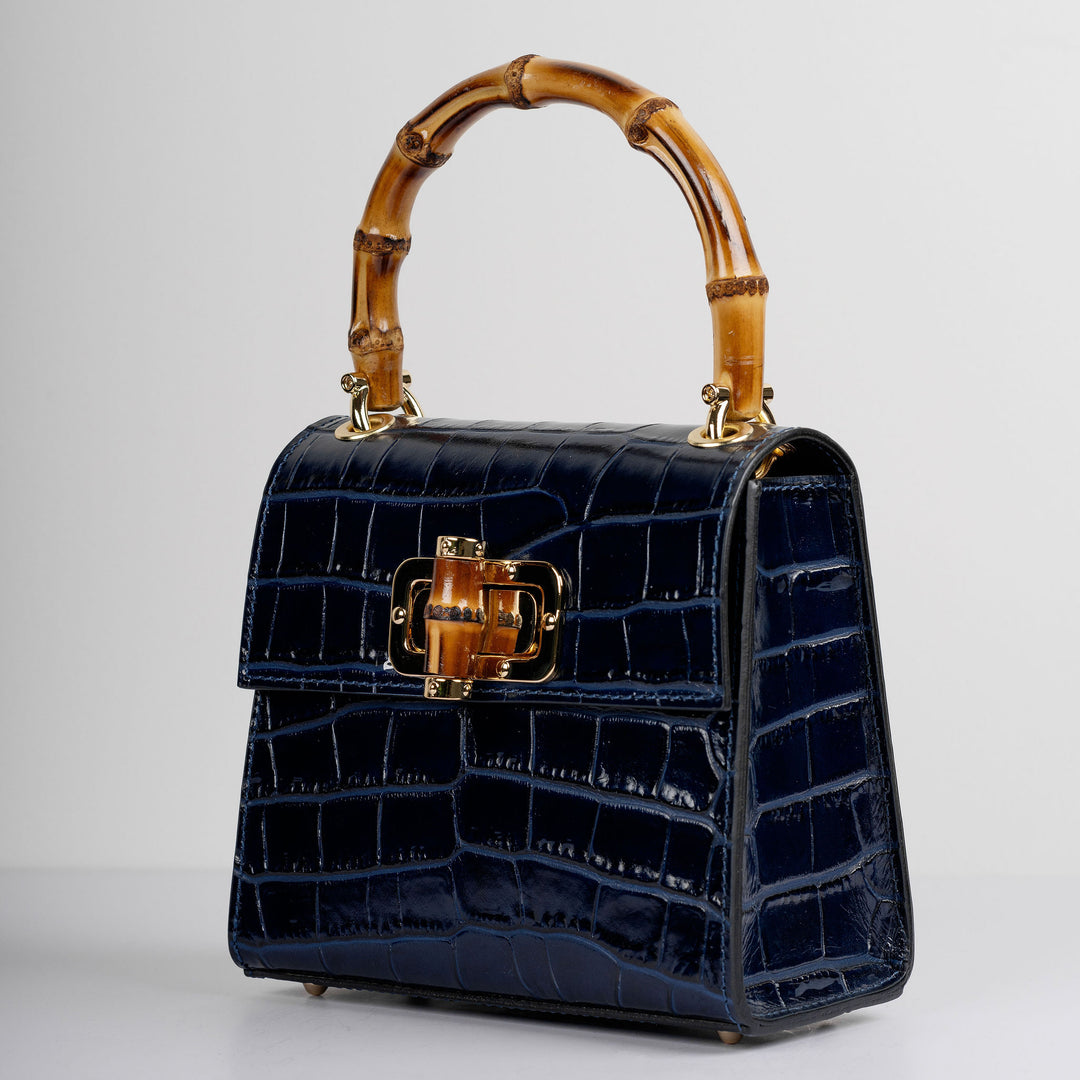 Italian Croc Leather Bamboo Handle Bag – Shop Marlowe Street