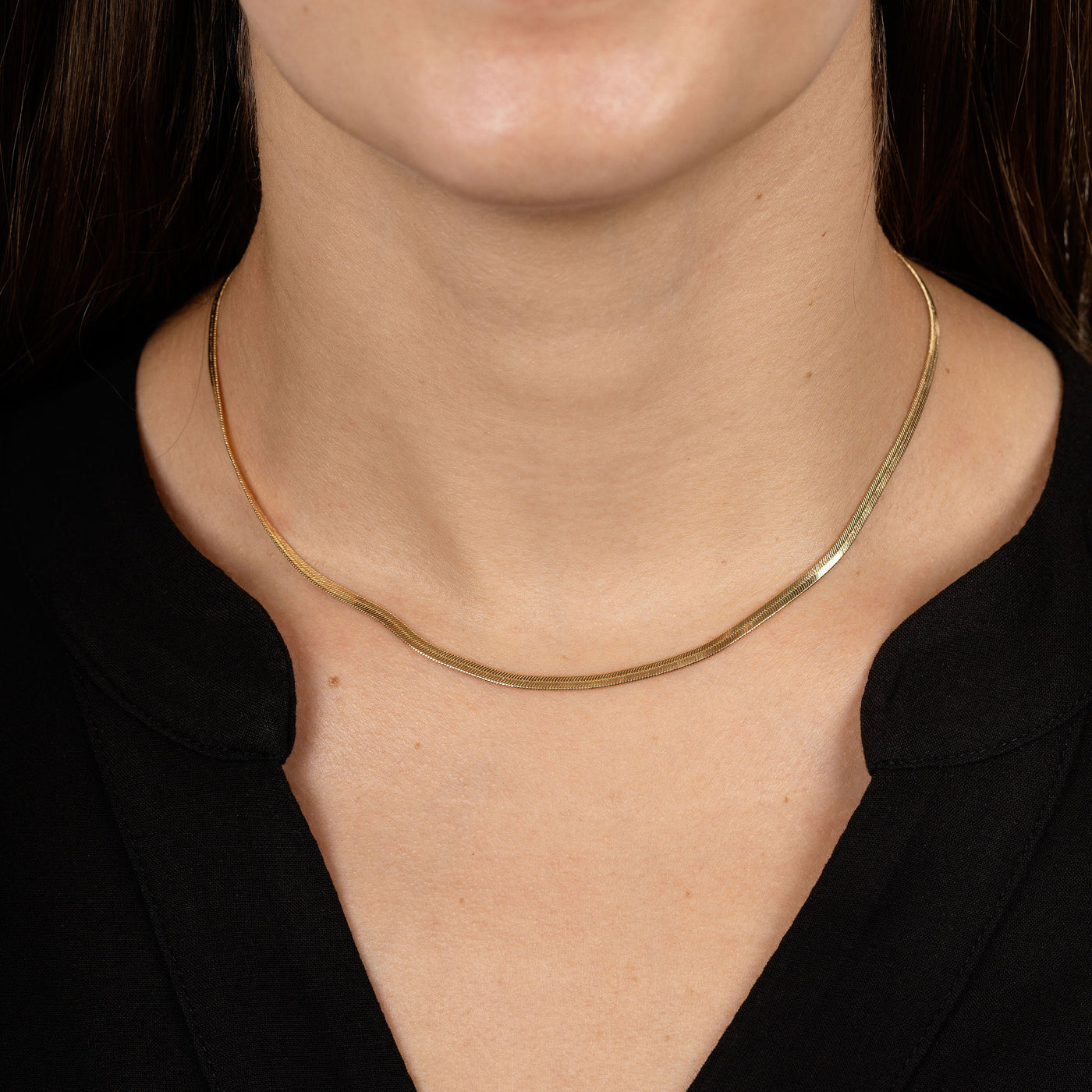 DAINTY Women 925 Sterling Silver 1.7 mm Herringbone Chain Choker Necklace  16-18