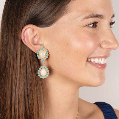 Megan Moonstone and Turquoise Drop Earrings