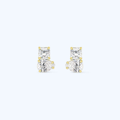 Silver Double Stone Earrings