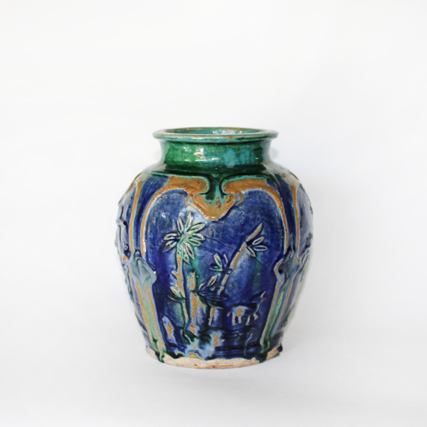 vintage blue and green glazed vase