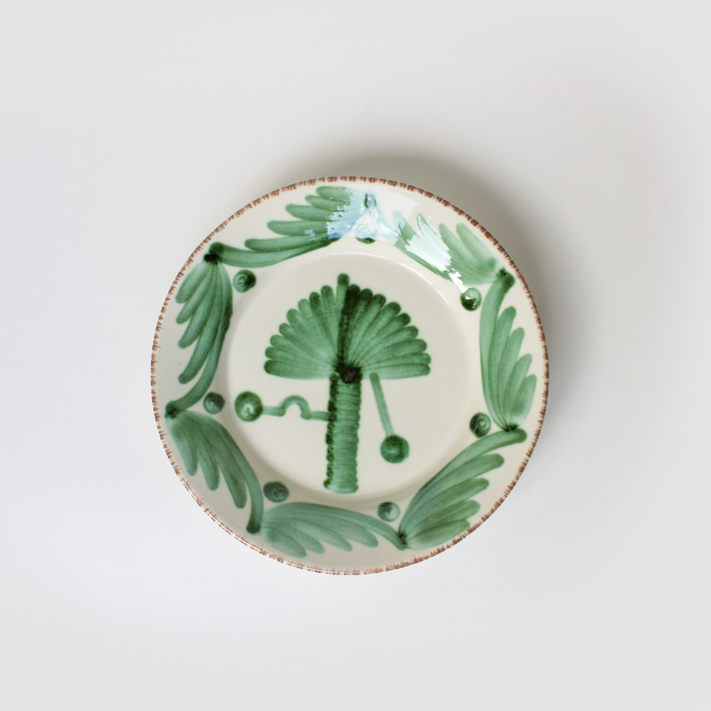 Portugese Talavera Palm Tree Plate Set