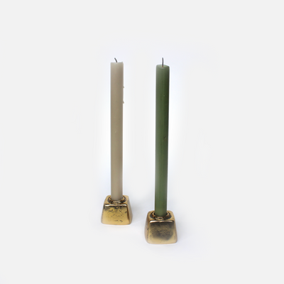 Brass taper candle holder block