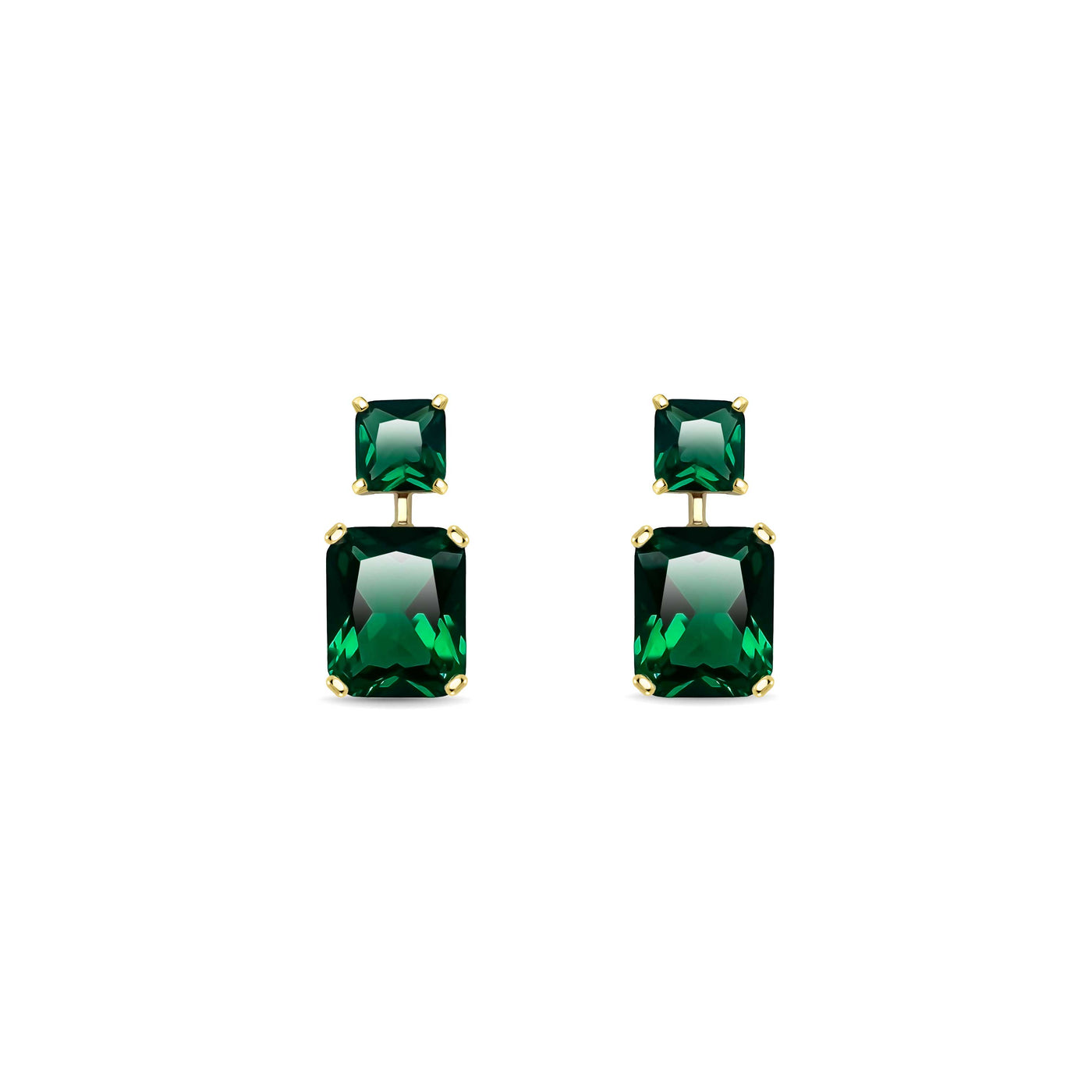 Monique Double Stone  Emerald Earrings
