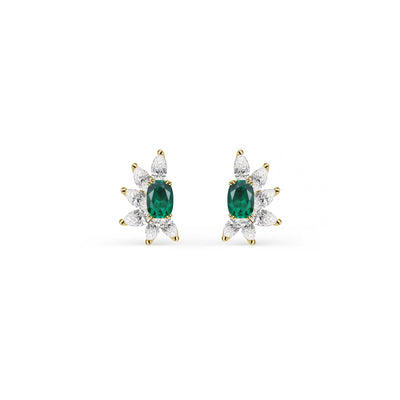 Helene Emerald and Diamond Earrings