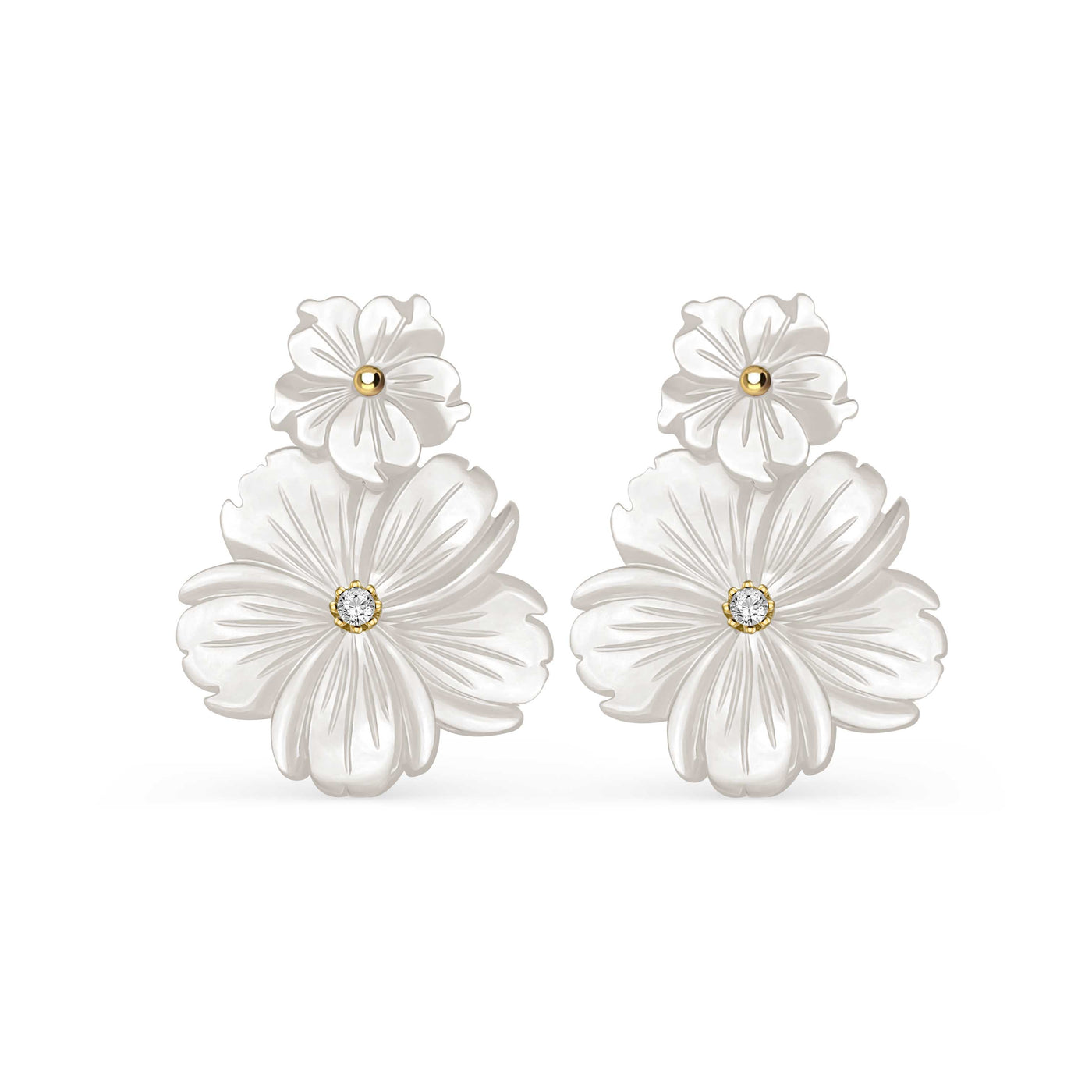 Poppy Mother of Pearl Double Flower Earrings