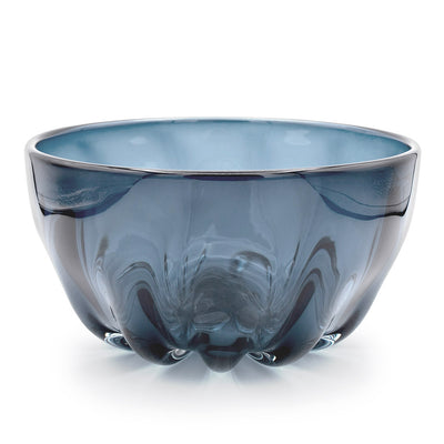 steel blue sheer illusion bowl by saban glass, saban glass sheer illusion blue bowl, saban glass online retailer, marlowe street blue bowl, handblown blue bowl made in usa