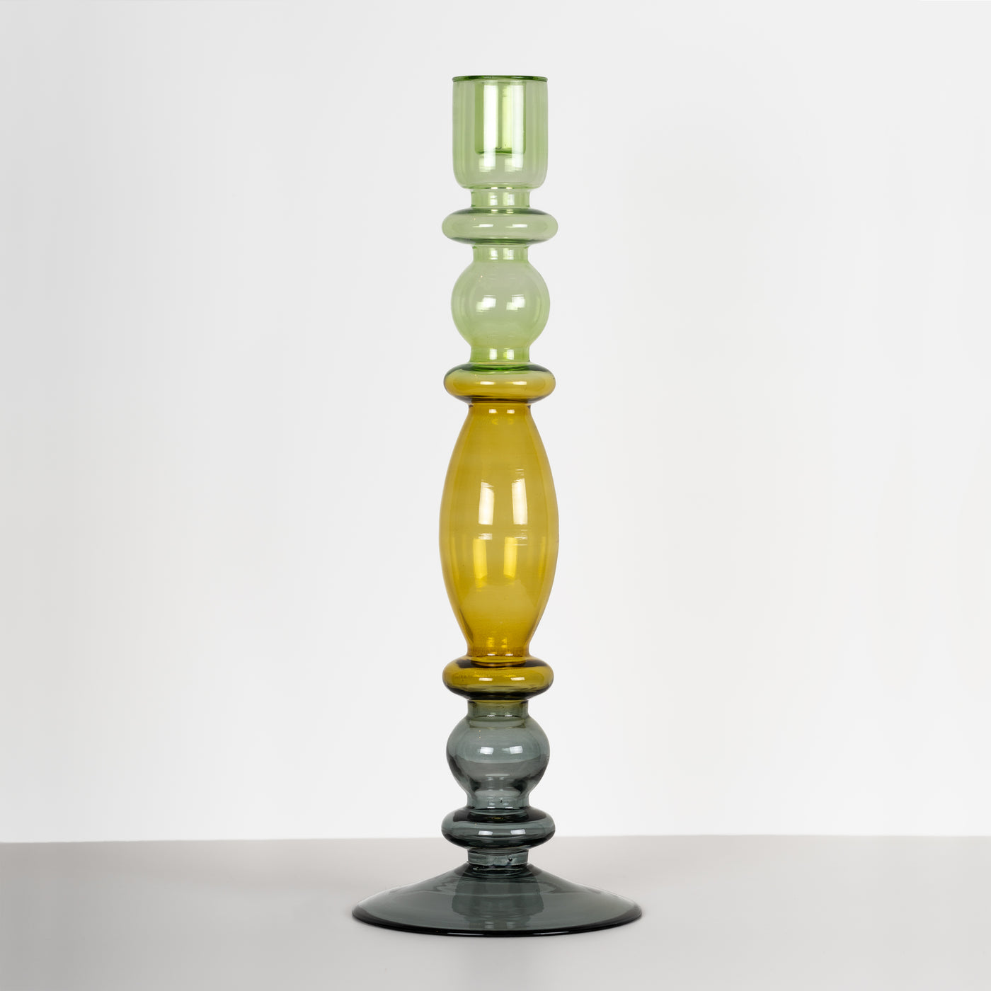 Green and Gold Recycled Glass Candle Holder