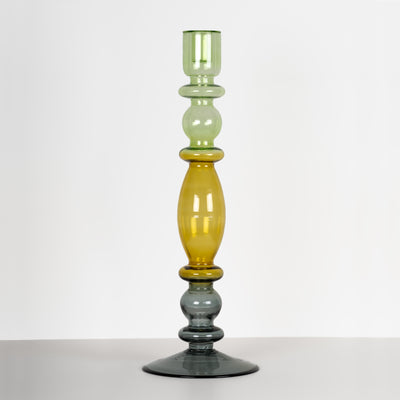 Green and Gold Recycled Glass Candle Holder