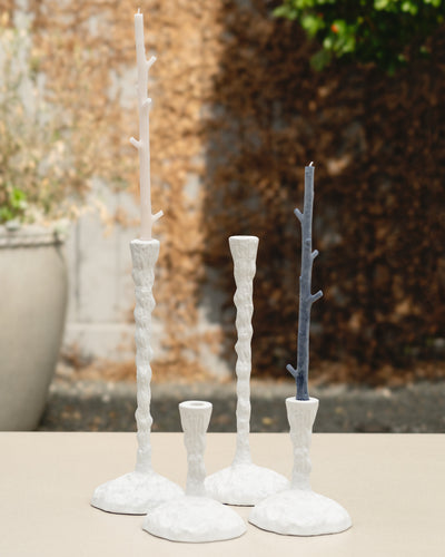 Textured White Candle Holders